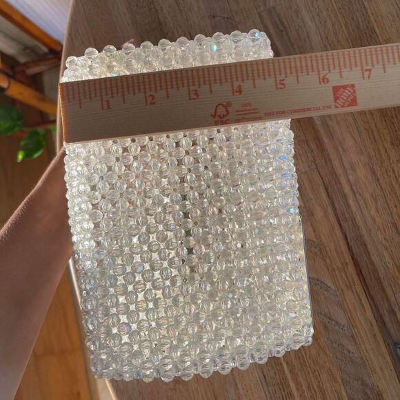 Handmade Acrylic Beaded Top Handle Purse Kiss Lock Closure Sparkly Evening Bag - Picture 8 of 8